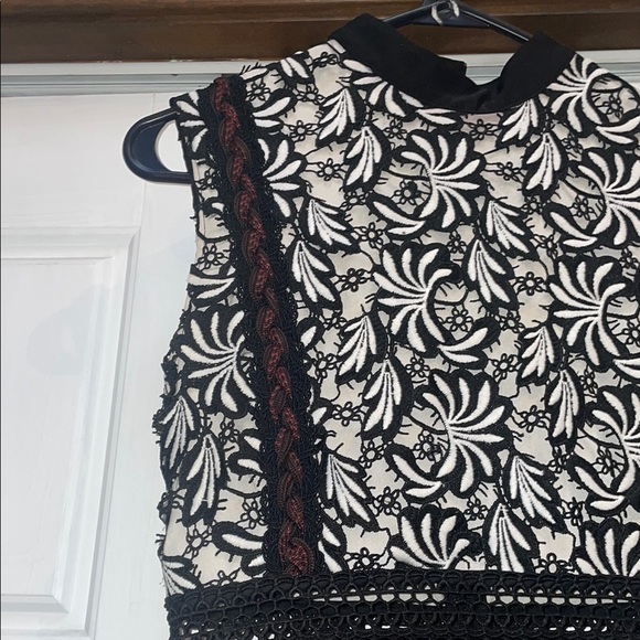 Self-Portrait Black and White Sheath Midi Dress Mock Neck - Picture 7 of 9